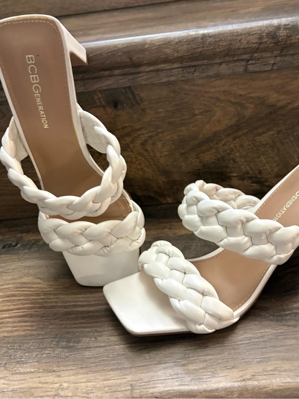 BCBGeneration Cream Braided Platform Sandals